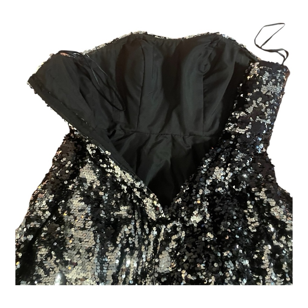 Mori Lee Black and Silver Sequin Dress - Picture 12 of 14